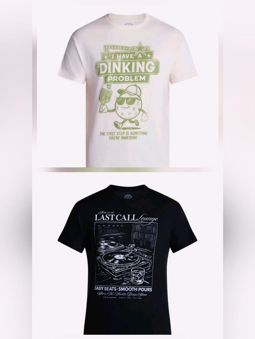 Lot of 2 Mens 3XL Graphic T-Shirts Pickleball Dinking & Last Call Lounge NWT